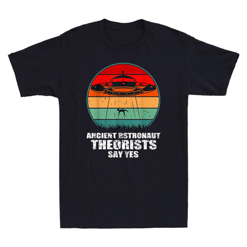 Ancient Astronaut Theorists Say Yes Spaceship Alien Vintage Men's Black T-Shirt