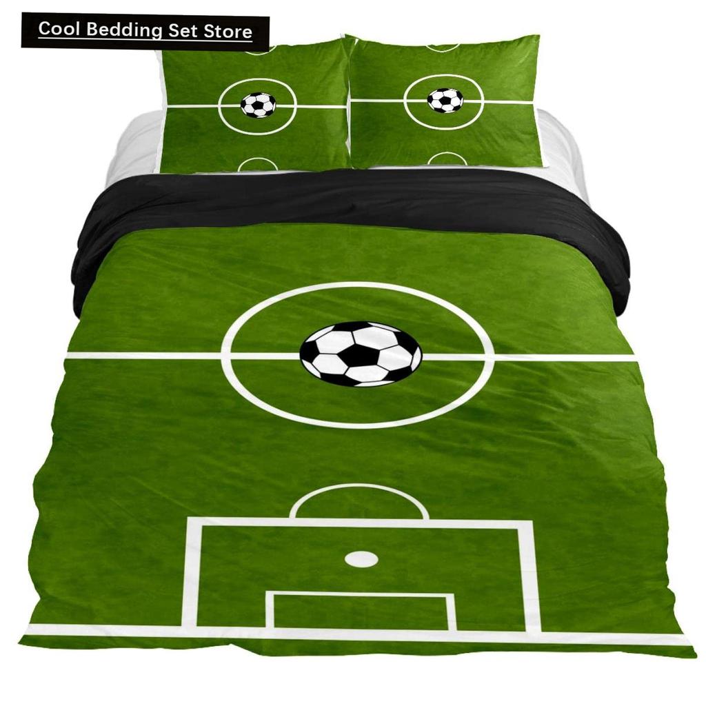 Зеленый футбольное поле King Queen пододеяльник футбольное поле одеяло покрывало мальчики мужчины спортивные игры комплект постельного белья полиэстер пододеяльник