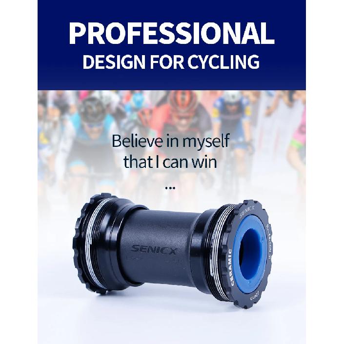 SENICX T47 Thread Bottom Bracket Ceramic Bike Central Shaft Fit for Shimano / SRAM GXP Road Gravel Bike Hollow Crank Axis 24mm