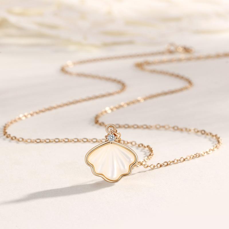 Ожерелье из ракушек женское корейское легкое роскошное индивидуальное нишевое ключичное цепочка рябчик ракушка пара кулон ins