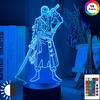 Roronoa Zoro Figure Led Night Light for Kids Bedroom Decoration Japanese Anime One Piece Nightlight Gift Cool Bedside Table Lamp