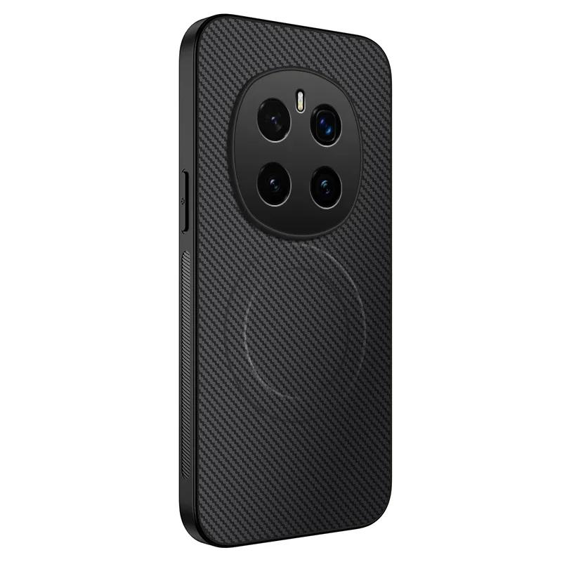 Magnetic Silicone Case For Honor Magic 7 Pro 7 Lite Wireless Charging Carbon Fiber PU Leather Anti-Drop Soft Cover Phone Cases