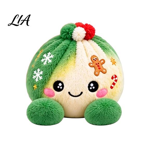 Cartoon Steamed Bun Plushie Christmas Plush Dumpling Toy with Steamer, Stress Relief Stuffed Decoration Squeeze Toy, for Holiday Steamer