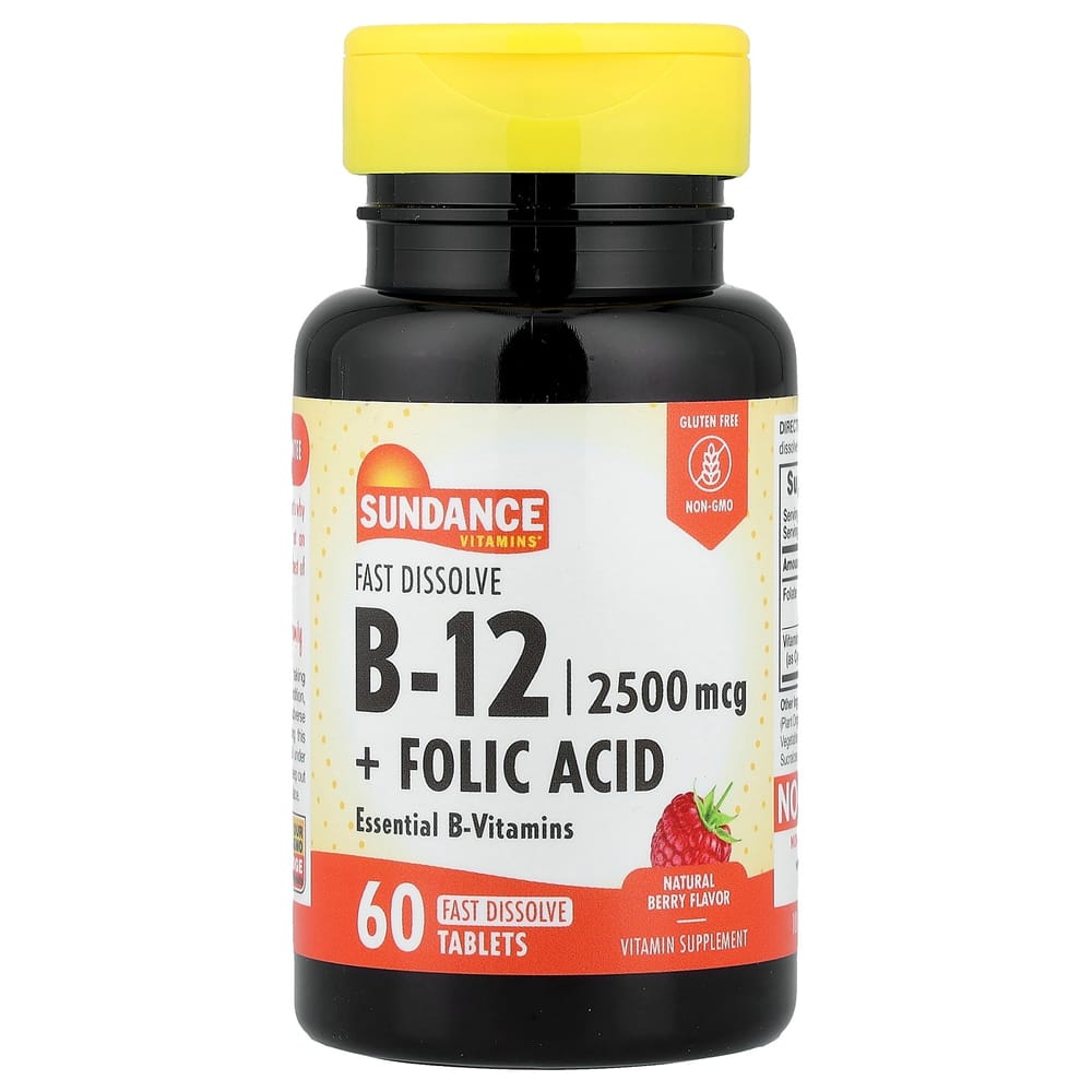 iHerb Rapid Dissolve B-12 + Folic Acid, Natural Berry, 60 Fast-Melt Tablets