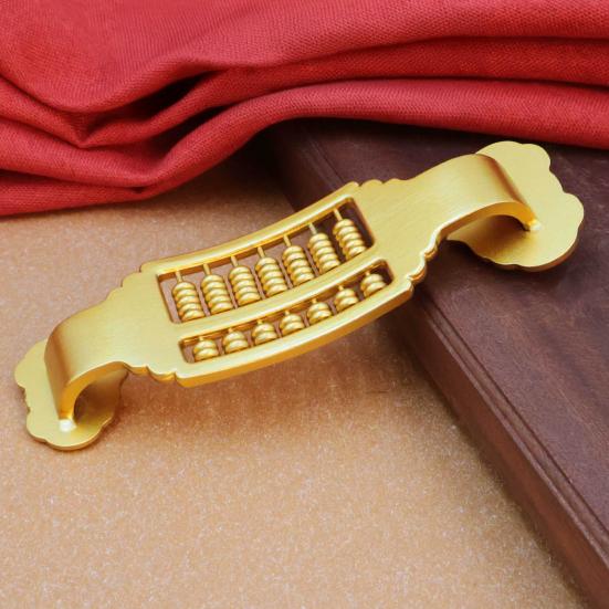 Mini Brass Abacus Ruyi Decoration Vintage Chinese Ruyi Golden Abacus Math Calculating Tool Sculpture Feng Shui Decoration Home Office Desktop Ornament