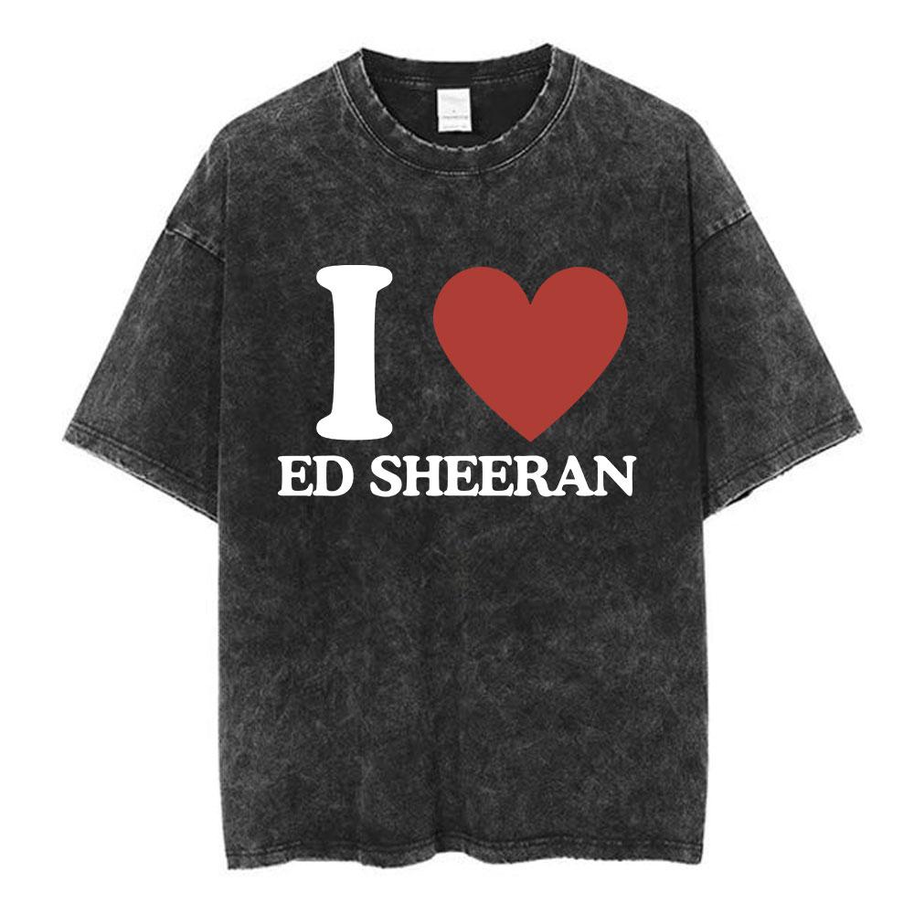 Ed Sheeran Mathematics Tour Concert Vintage Washed T shirts Men Women Fashion Harajuku T-shirts 100% Cotton Casual Loose T-shirt
