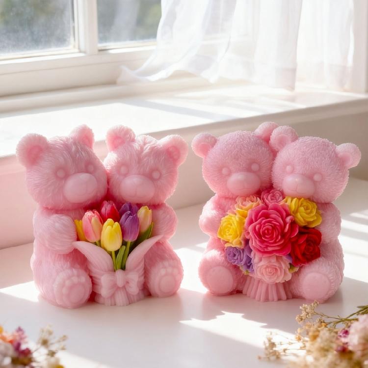 Профессиональный Очаровательный Многоразовый Силиконовый Набор Форм для Свечей с Реалистичным Дизайном Пары Медведей Идеально Подходит для Экспертов и Начинающих