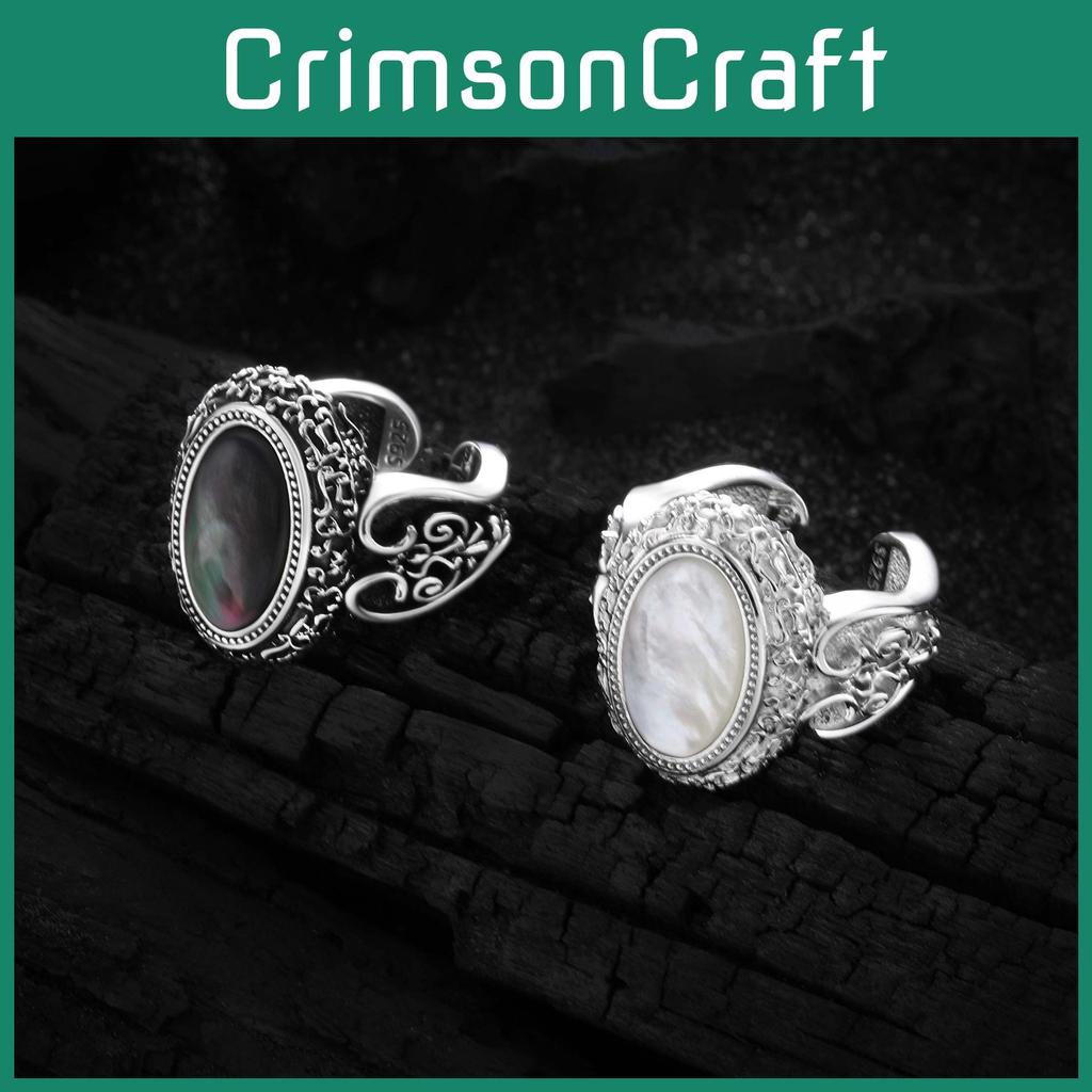 Chic 925 Silver Vintage Inspired Adjustable Black Onyx Ring For Womens Accessories