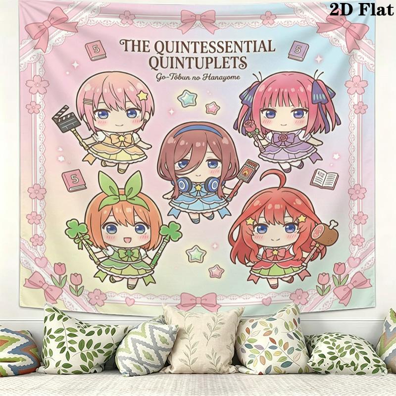 The Quintessential Quintuplets Wall Tapestry Aesthetic Wall Hanging Printed Fabric Blanket Decorative Tapestries for Bedroom Living Room Home Decor