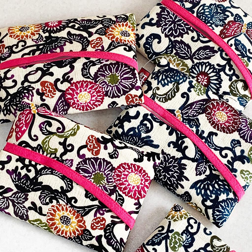Kubagasaya Ryukyu Bingata Pocket Tissue Case Cover Okinawa Souvenir Bingata Pocket Tissue Case Cream Miscellaneous Goods