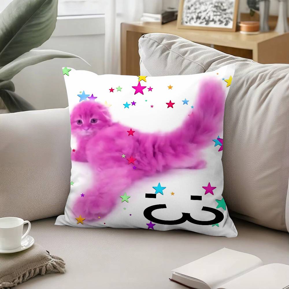 Cute Funny Rainbow Alien Cat Throw Pillow Covers Pattern Cushion Cover Suitable For Sofa Bedroom Car Pillow Cover