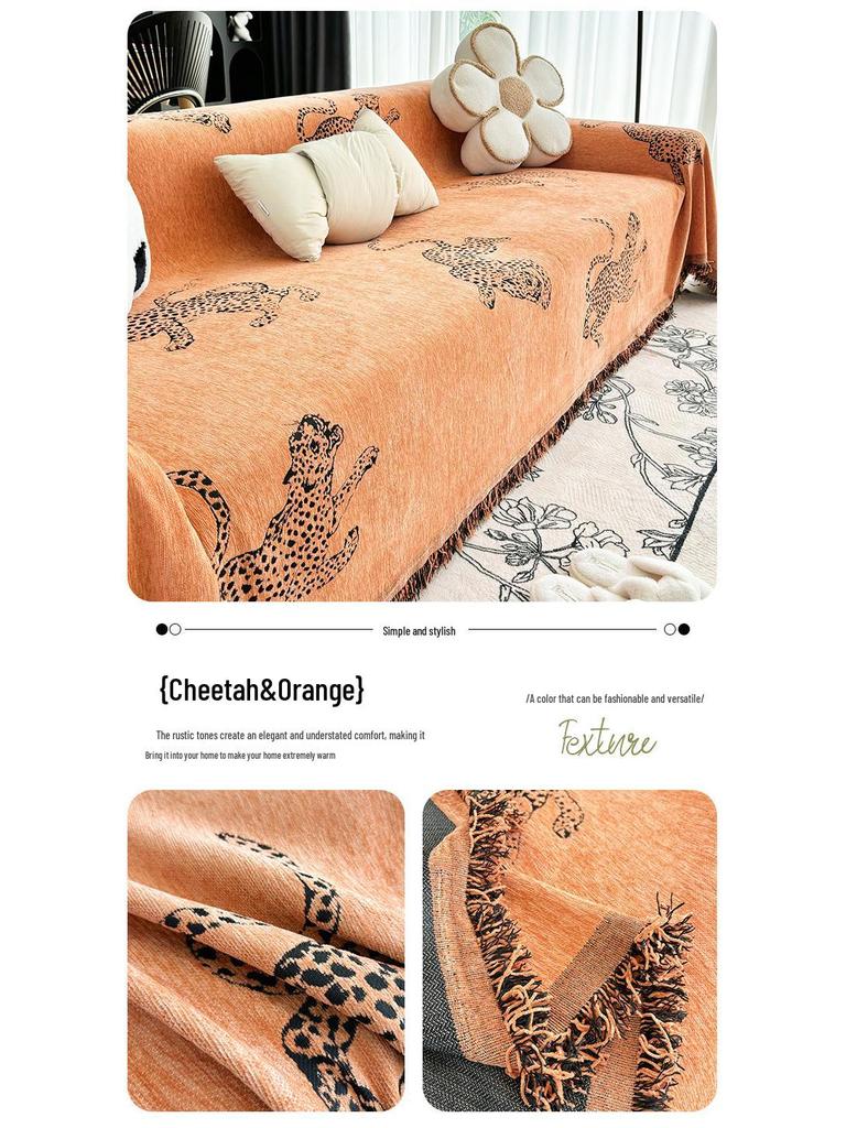 Chenille High-End Sofa Cover Blanket - Universal Four Seasons Cushion Pad, Light Luxury.