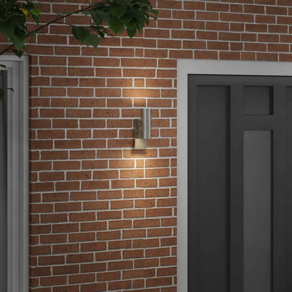 Outdoor Wall Lamp Silver 7 x 10 x 22 cm Stainless Steel and Glass