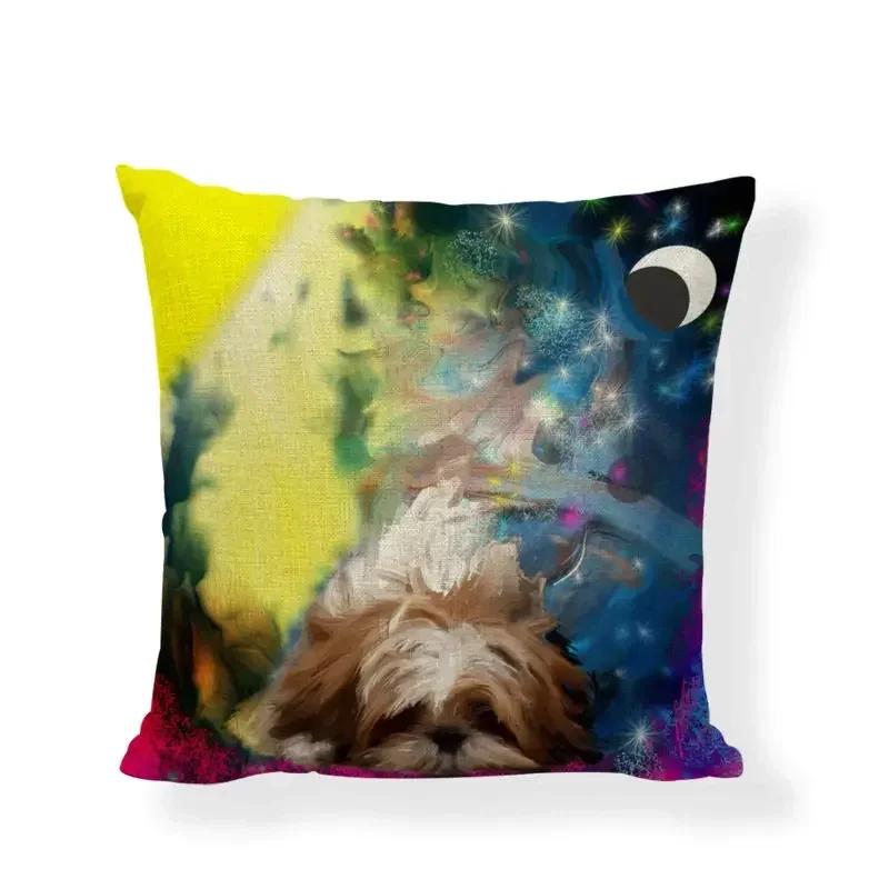 Cartoon Cute Dog Oil Double-Sided Printed Pillow Cover Short Plush Suitable Living Rooms Bedrooms Sofas Throw Cushion Cover