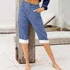 Fashion Pants For Women Solid Color Cotton Linen Fashion Loose High Waist Casual Cropped Pants