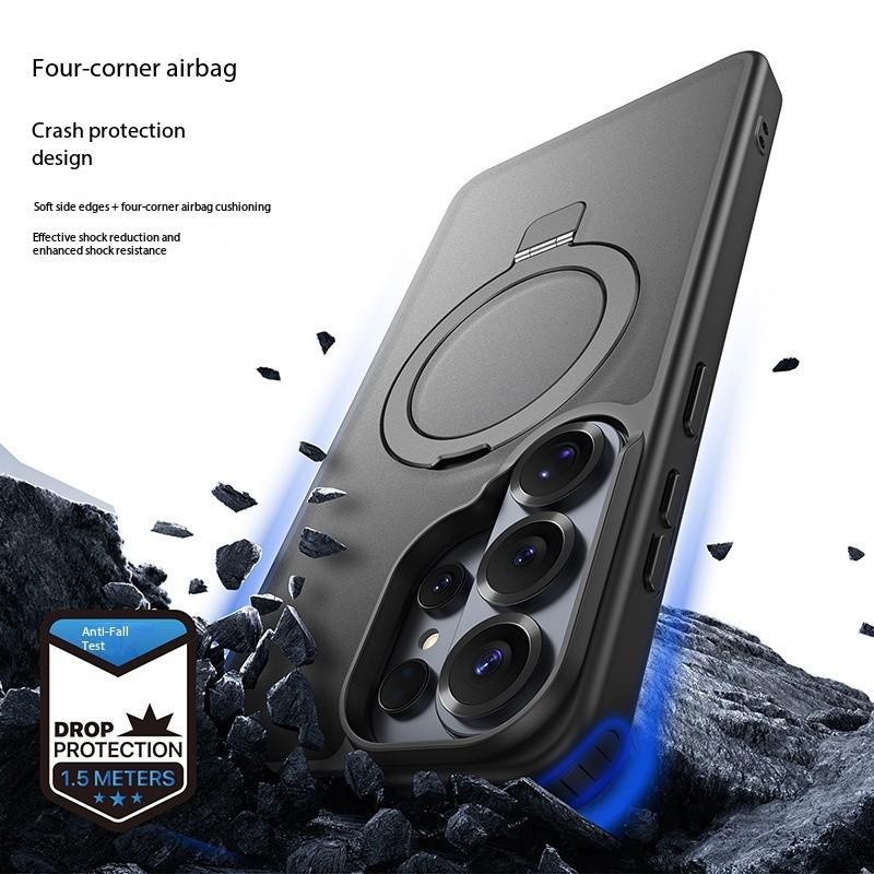 Magnetic stand phone case suitable for Samsung S26Ultra, anti-drop protective cover with matte skin feel, S25Fe soft case