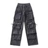 Autumn Street Style Multi-Pocket Splicing Jeans: European & American Casual Straight-Leg Trousers