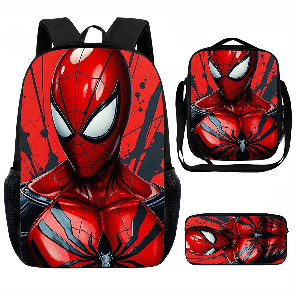 Spider-Man School Bag Lunch Bag Pencil Bag Elementary School Backpack Cartoon Peripheral Backpack Children's Bag Three-piece Set