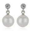 Women's Rhodium Pearl Pendant Earrings