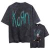 Washed Vintage Rock Band Korn Falling Away From Me Tshirt Skeleton Print T-shirts Men Fashion Gothic T Shirt Male Oversized Tees