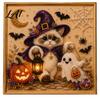 DIY Bead Art Crafts Halloween Witch Hat Cat 3D Pearl Painting Kit with Frame Hand-Pasted Craft for Adults Relaxing Handmade Kits Mosaic Home