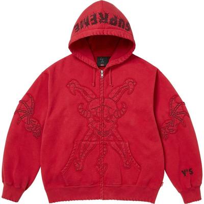 Y's by Yohji Yamamoto Zip Up Hooded Sweatshirt Washed Red
