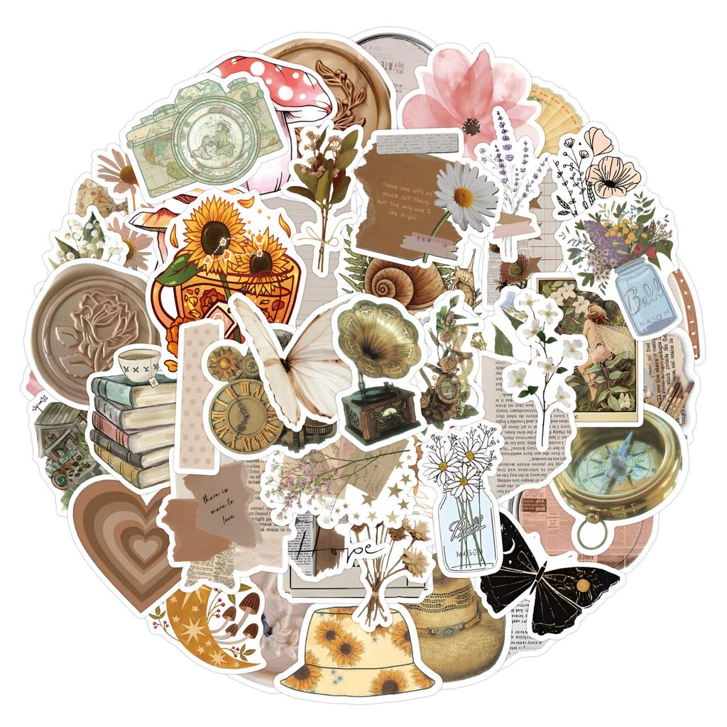 100 Cartoon Retro Style Pattern Stickers Personalized Decorative Suitcase Notebook Personalized Waterproof Stickers