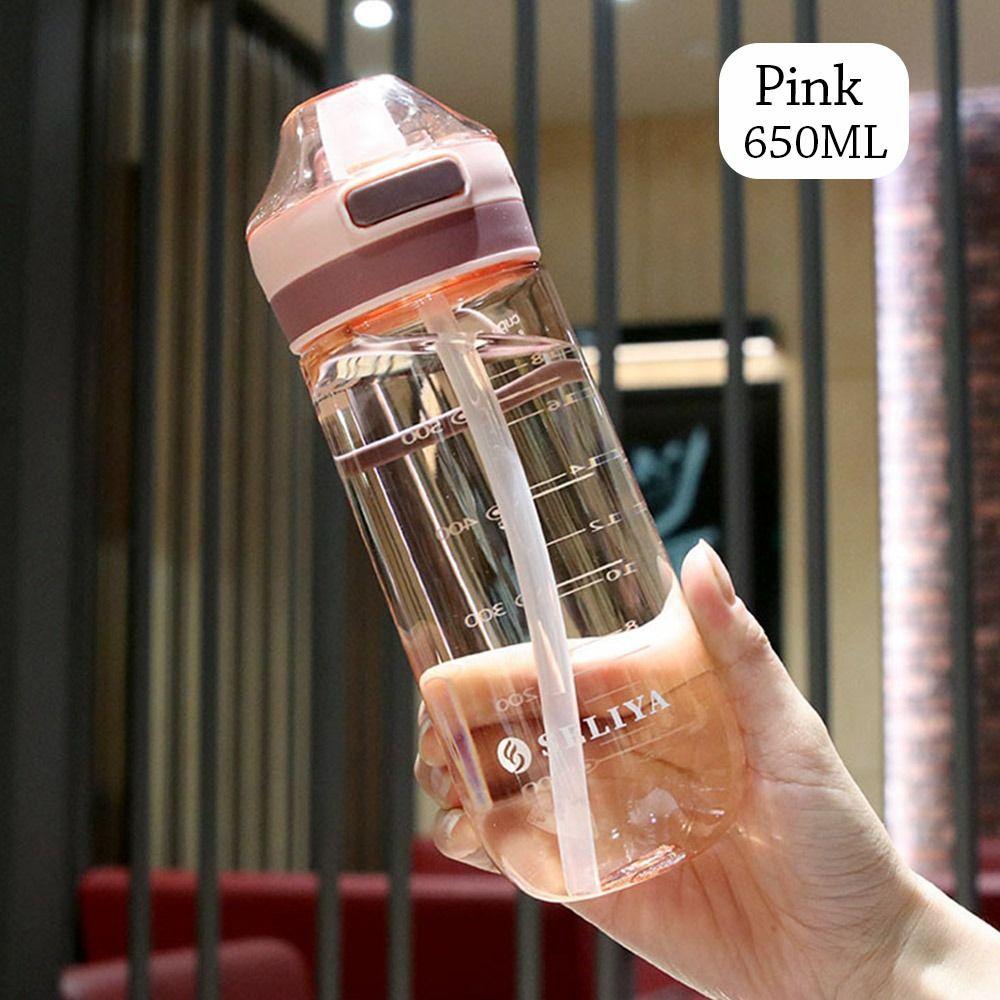500/650ML Outdoor Travel Sports with Straw Plastic Bottle Multicolor Water Bottle Water Cup