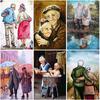 Old Couple DIY 5D Diamond Painting Full Round Resin Rhinestones Mosaic Cartoon Diamond Embroidery Cross Stitch Home Decor Gift