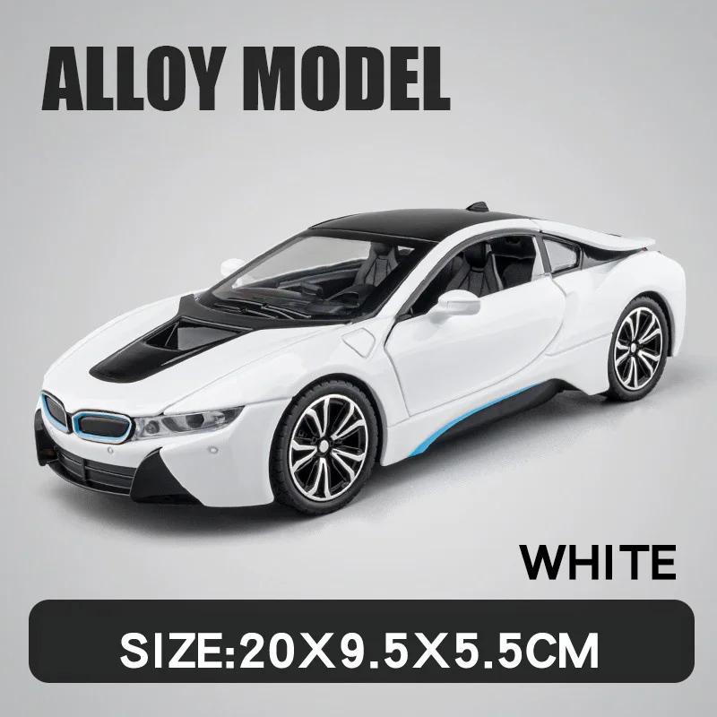 1:22 I8 Supercar Simulation Diecast Metal Alloy Model car Sound Light Pull Back Collection Kids Toy Gift
