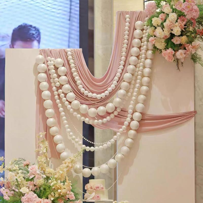 Большая гирлянда из искусственного жемчуга для свадебного фона DIY Элегантное настенное панно из бусин с подвесками-хрустальными шарами Декор свадебной арки в стиле Бохо