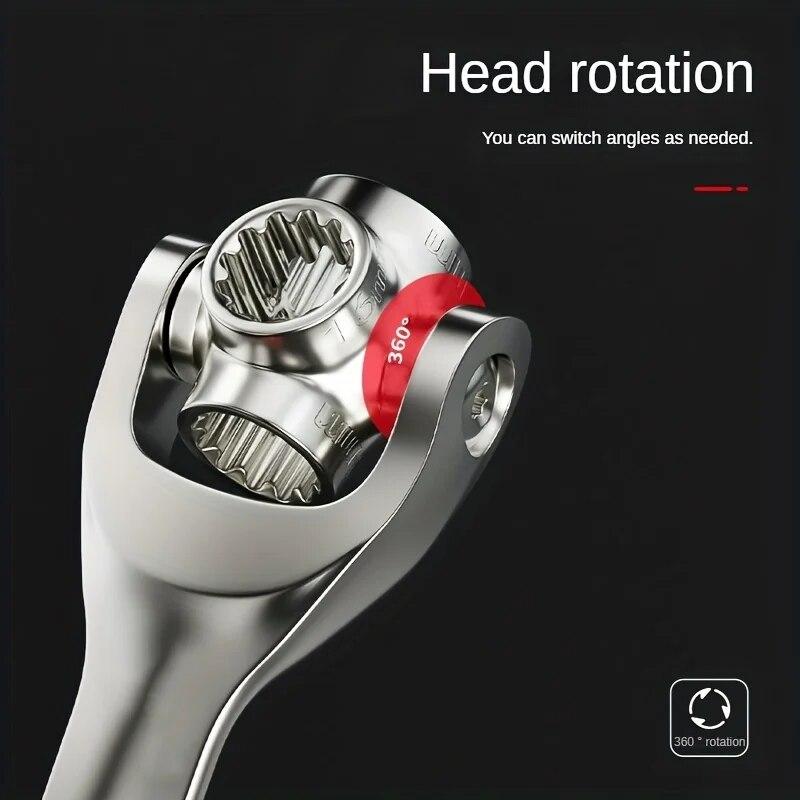 Инструменты 52 в 1, головка работает, универсальные трещоточные шлицевые болты, вращение рукава, ручные инструменты, универсальный гаечный ключ Tiger на 360 градусов