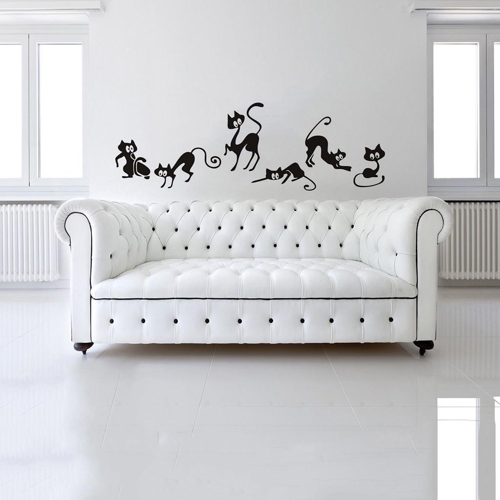 Six Cat Animal Family Room Window Wall Mural Decorative Decal Detachable