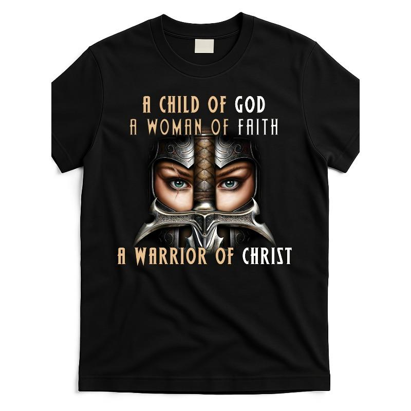 Женская футболка 'Дитя Божье Воин Христов' с надписью 'Вера' и стихом, с круглым вырезом, всесезонная, для церкви, повседневный топ