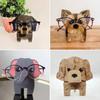 Wooden Animal Eyeglass Holder Hand-Carved Tabletop Glasses Holder Animal Eyeglass Organizer for Home Office School Desk