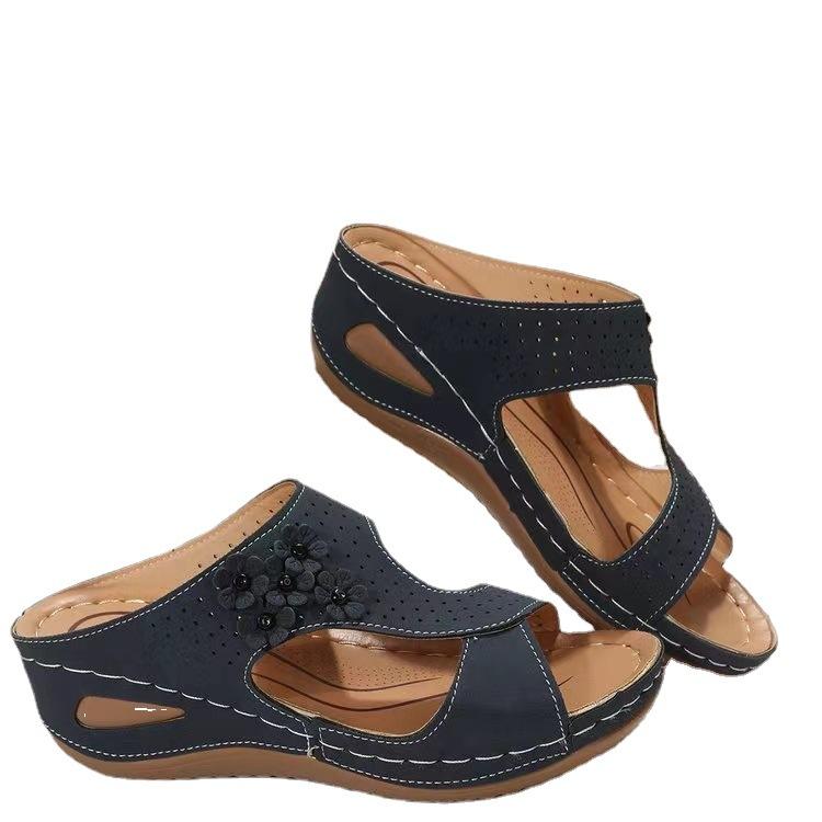 Sandals Women Retro Heels Sandals For Summer Shoes Women Slip On Wedge Sandalias Soft Heeled Slippers Indoor Outdoor