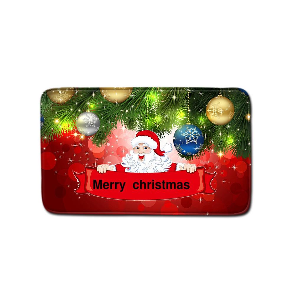 Christmas Shower Curtain Floor Mat Combination Four-Piece Set Bathroom Toilet Carpet Shower Room Mat Foot Mat