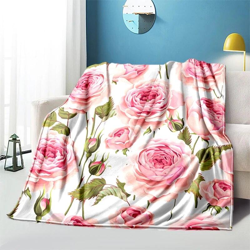 Мягкий плюшевый диван-кровать с цветком розы, тонкие одеяла для пикника с героями мультфильмов, современное фланелевое одеяло Gedruckt Bettdecke Geschenk