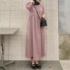 2024 Solid Color Loose Pullover Long Dress for Muslim Women