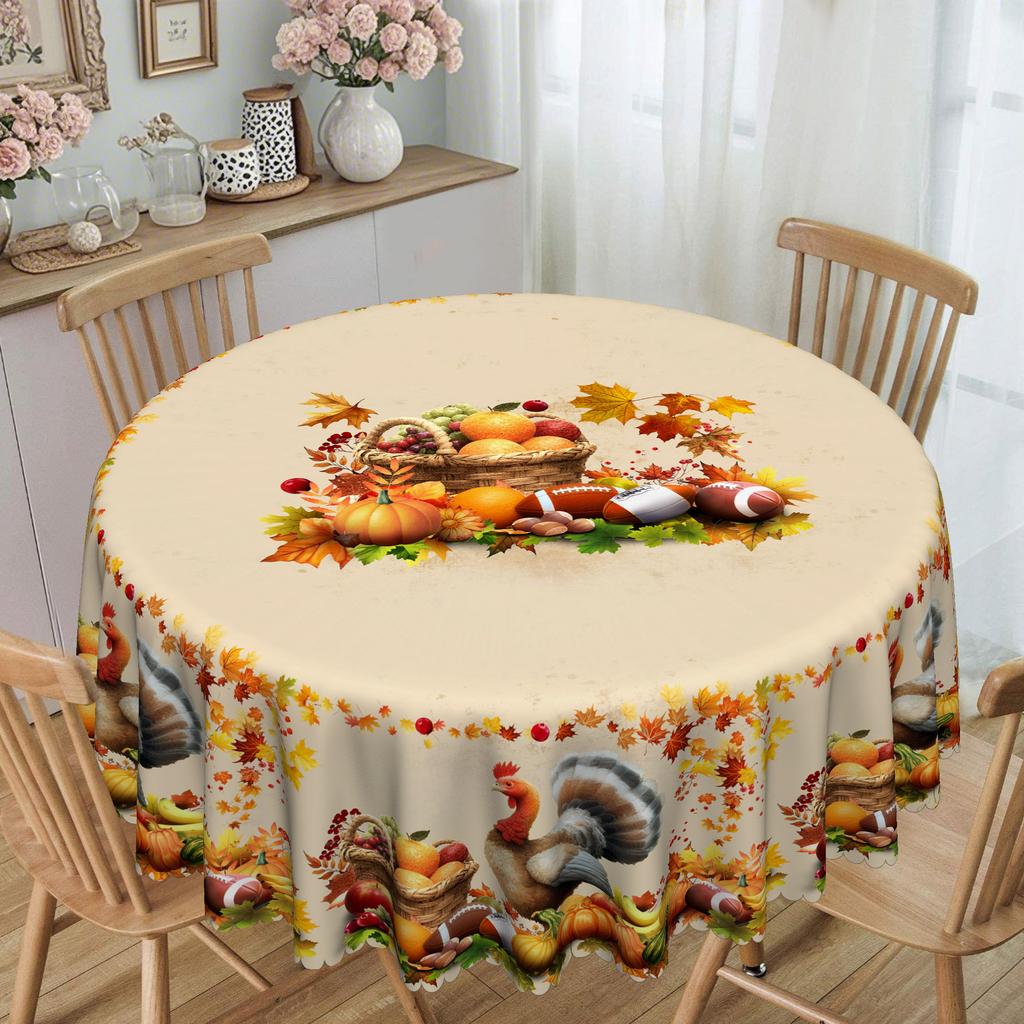 Simple Pastoral Table Cloth, Table Cloth/Coffee Table Cloth, Pumpkin Turkey Fruit Pattern, Household