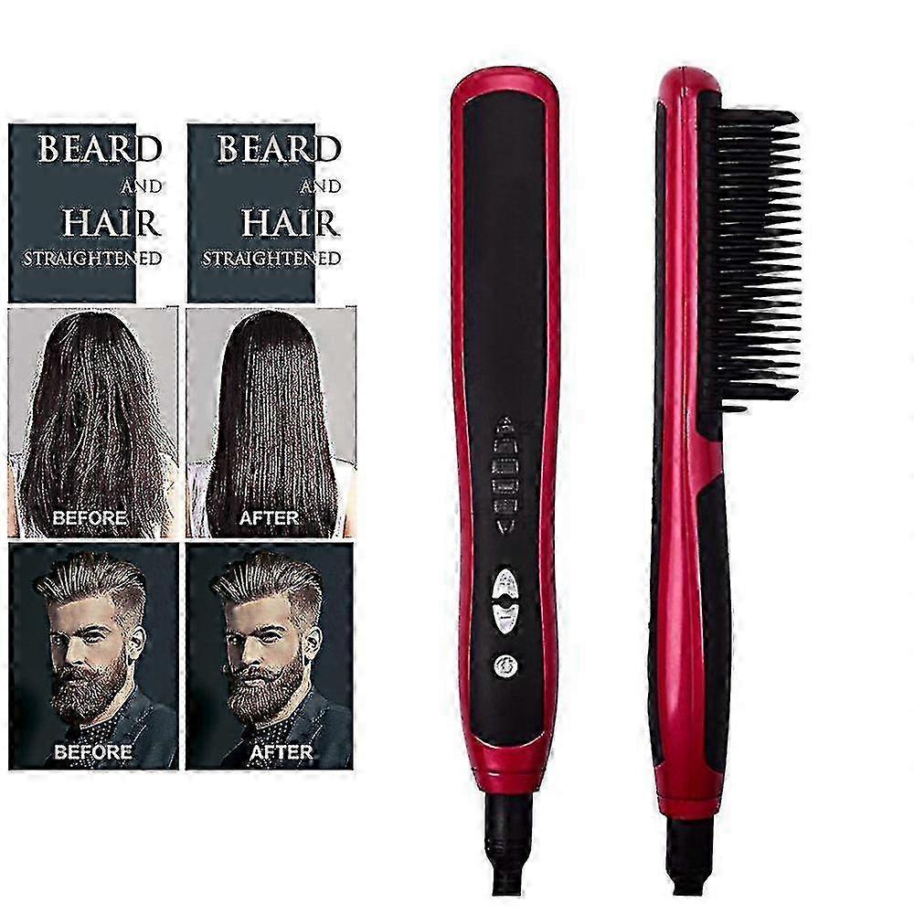 2025 Hair Tools Fast Heating Beard Straightening Mini Mens Hair Brush Electric Hot Comb less
