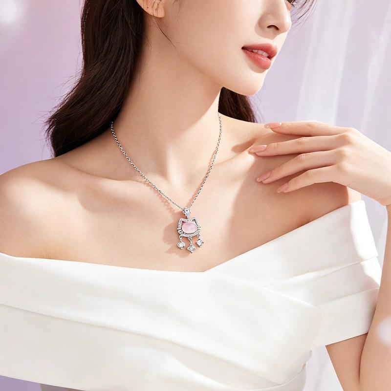 New Lucky Cat Peace Lock Necklace for Women, Light Luxury Chinese Style Tassel Pendant Clavicle Chain, High-end Necklace ins