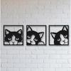 Настенная картина из трех частей с котом, вырезанным лазером