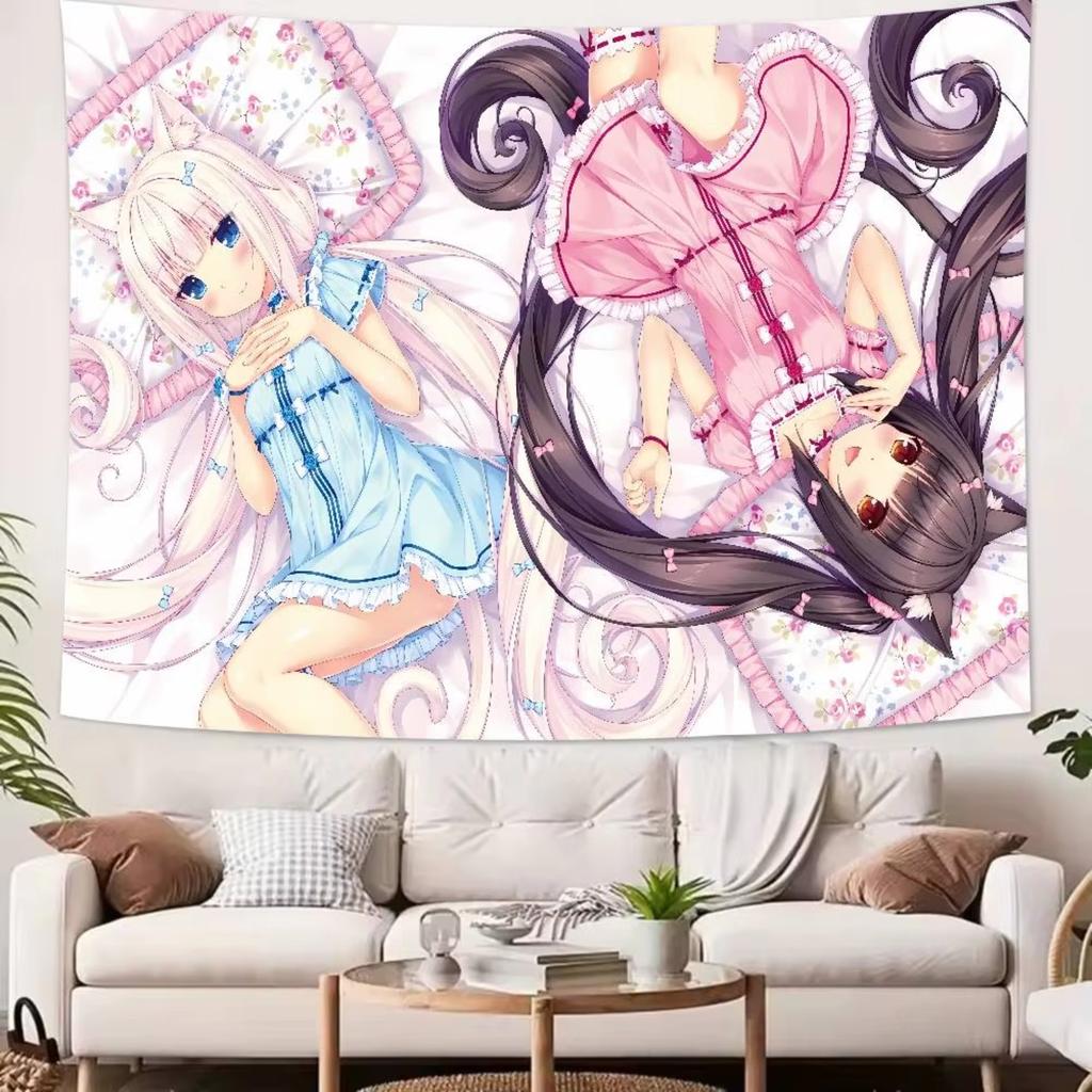 Кавайная ГОРЯЧАЯ Девушка Nekopara Гобелен Украшение Спальня Общежитие Фон Ткань Праздничный Дом Вечеринка Гостиная Клуб Гобелен
