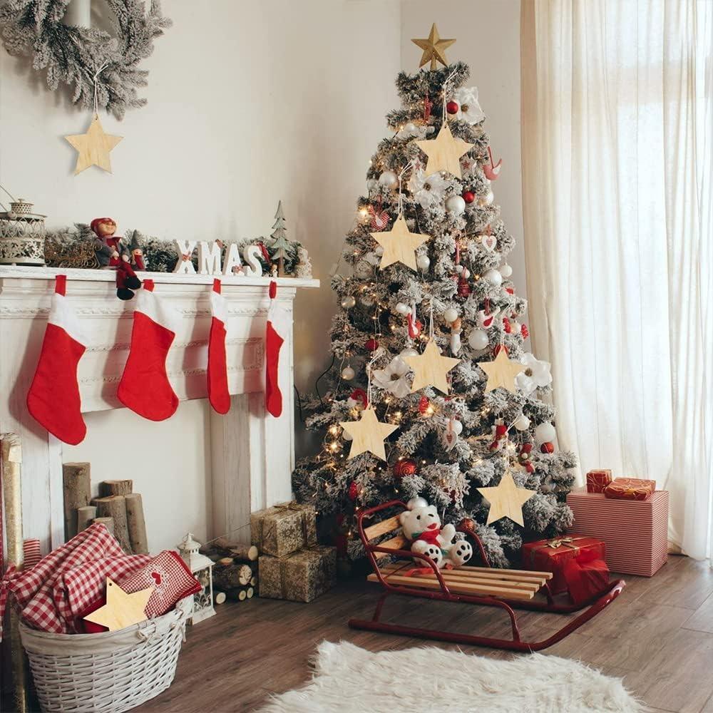 20 шт. Рождественские деревянные безделушки, круглые деревянные ломтики, деревянные диски, подвесные украшения, безделушки для поделок, украшения для рождественской елки