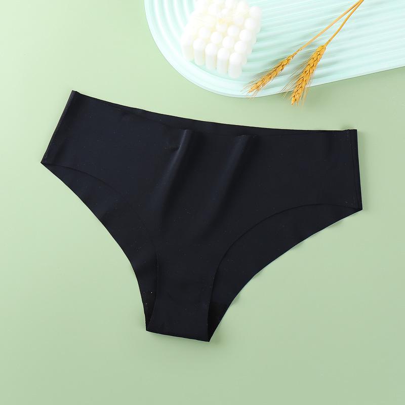 Женские бесшовные быстросохнущие трусы-бикини из ледяного шелка, треугольные, с принтом логотипа