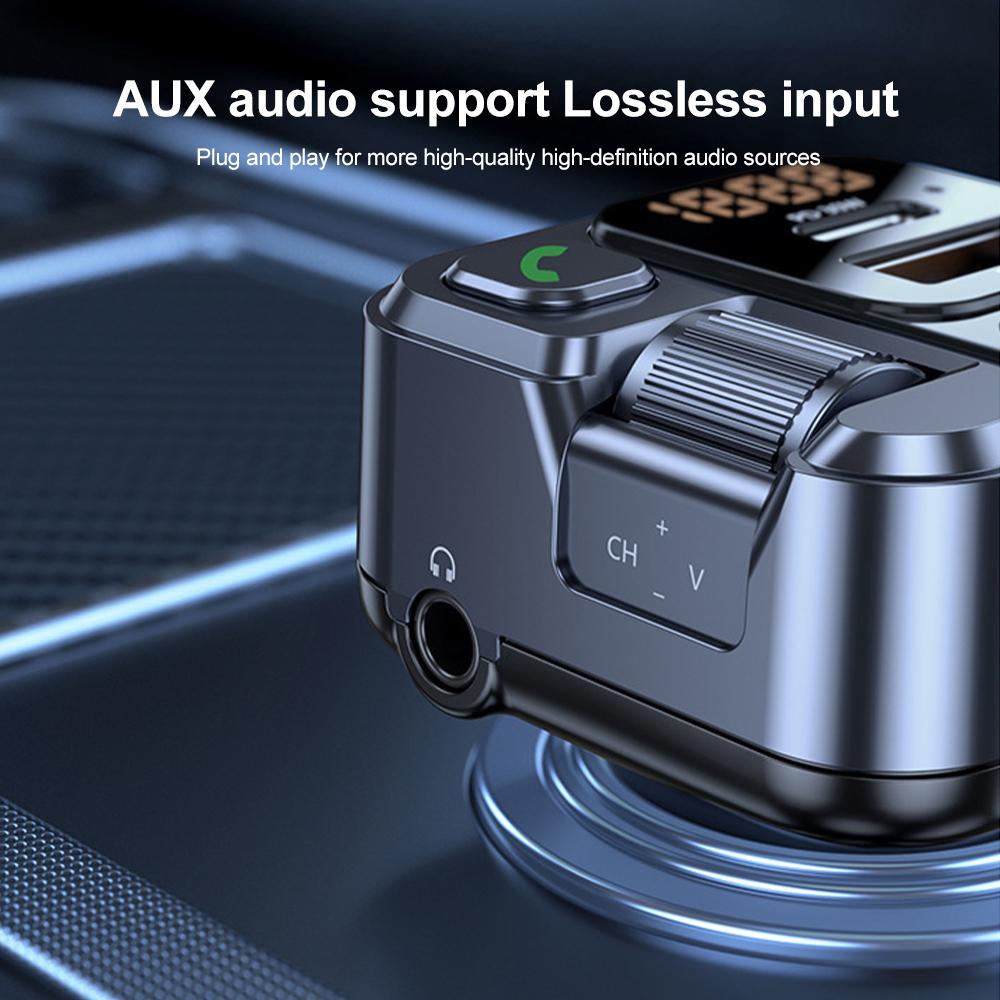 Bluetooth FM-передатчик для автомобильного радио с микрофоном для беспроводных телефонных звонков без помощи рук MP3-плеер с поддержкой быстрой зарядки