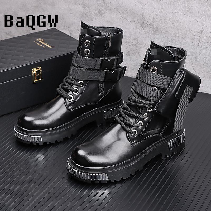 Модные металлические лоскутные туфли с высоким берцем, мужские осенне-зимние модные тенденции, ковбойские сапоги, британский стиль, увеличивающие рост, кожаные короткие сапоги