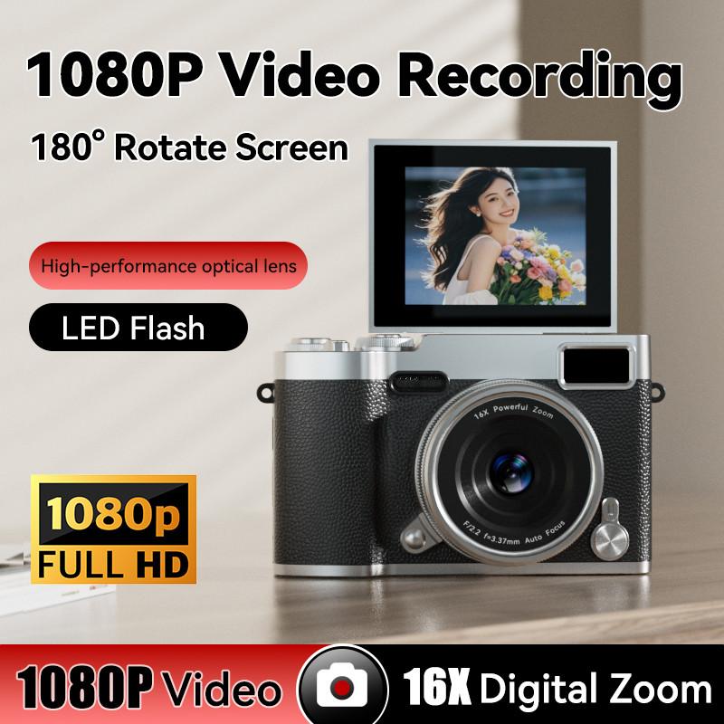 4K Цифровая камера 1080P Видеокамера 48MP Цифровая камера CCD Камера Ultra HD 16-кратный Цифровой зум Камера для влогинг-съемки Светодиодная подсветка и Фильтр красоты