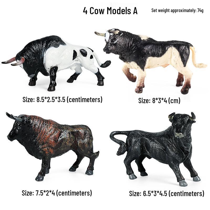 Cognitive Animal Model Toy: Dairy Cow, Buffalo, Yellow Cattle, Rhinoceros, Simmental Bull